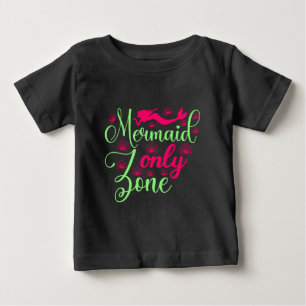 Camiseta De Bebé Zona Solo Sirena en Rosa Caliente y Verde Neón