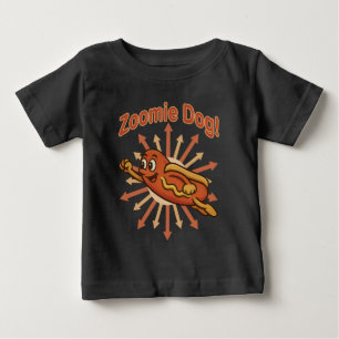 Camiseta De Bebé Zoomie Dog Flying Hot Dog Personalizado - Fun Retr