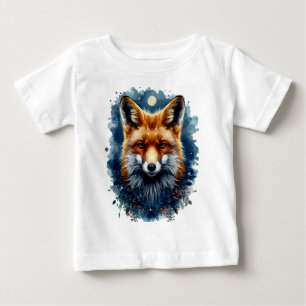 Camiseta De Bebé Zorro Acuarela Luna Bosque Animal Estética