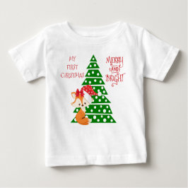 Camiseta De Bebé Zorro adorable y árbol de Navidad