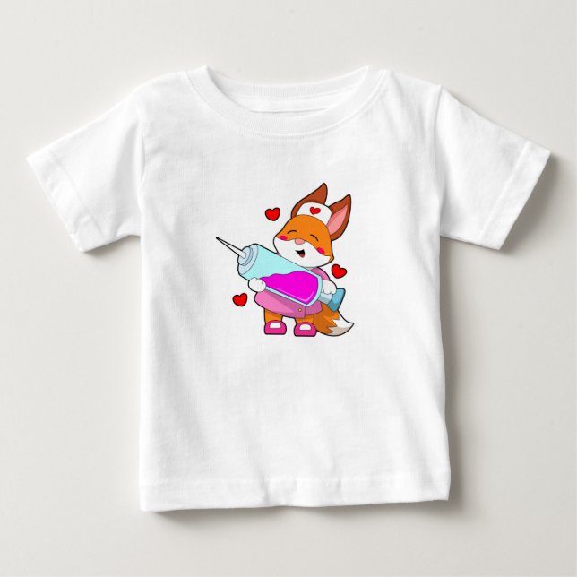 Camiseta De Bebé Zorro como enfermera con jeringa (Anverso)