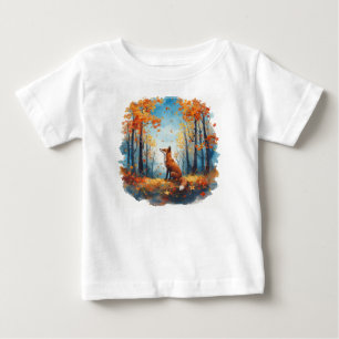 Camiseta De Bebé Zorro curioso en un bosque otoñal