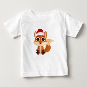 Camiseta De Bebé Zorro lindo de Navidad sombrero de Santa adorable