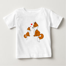 Camiseta De Bebé zorros con corazones, dibujados a mano