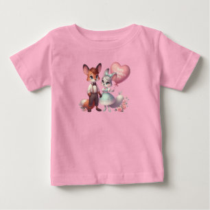 Camiseta De Bebé Zorros de dibujos animados lindos día de San Valen