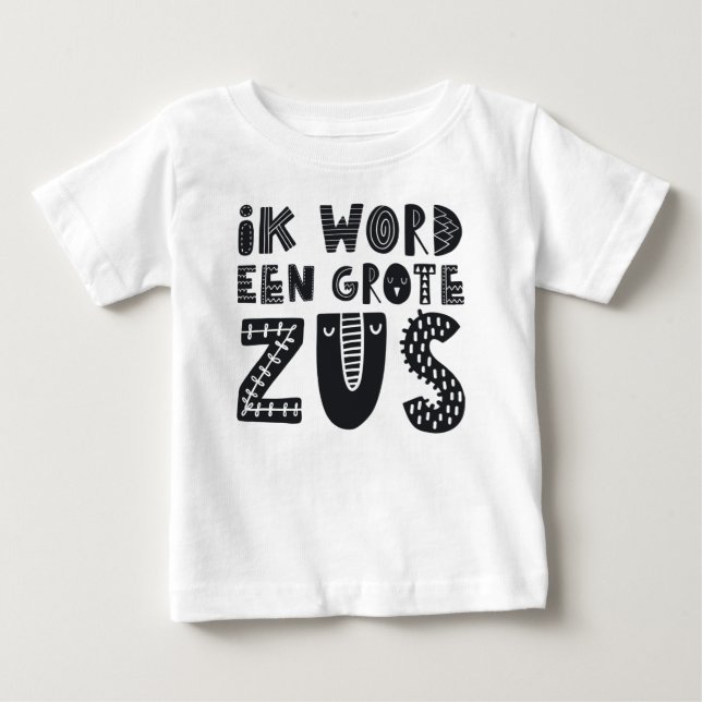 Camiseta De Bebé Zwanger: Ik word een grote zus (Anverso)