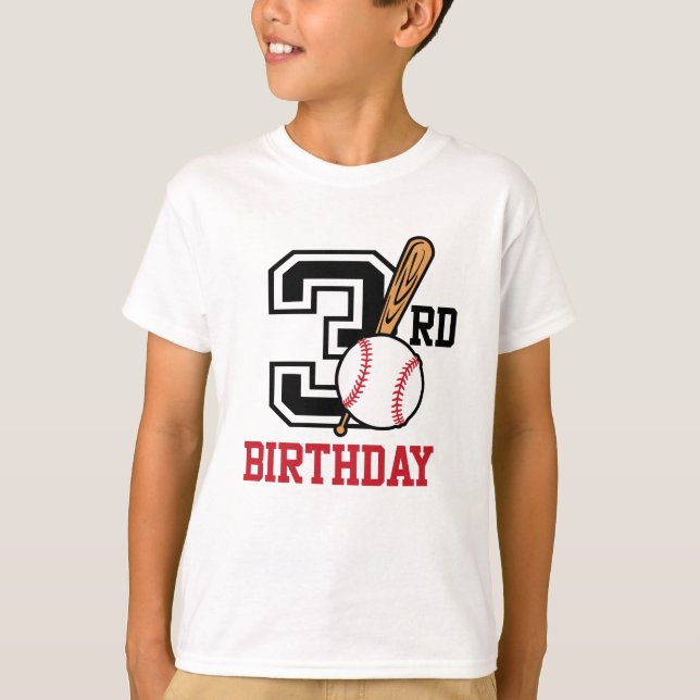 Camiseta de béisbol personalizada de 3 años (Anverso)