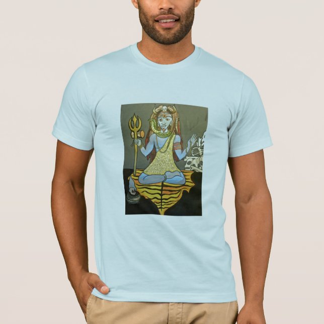 Camiseta de Bhairava Shiva de los hombres azul (Anverso)