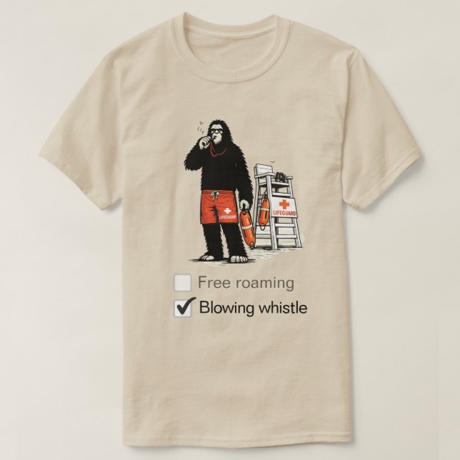 Camiseta de Bigfoot trabajando como salvavidas (Diseño del anverso)