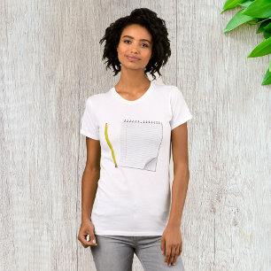 Camiseta De Bloc De Notas Y Lápiz Para Mujeres