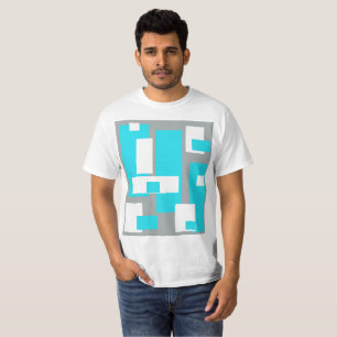Camiseta de bloques de color turquesa, gris y blan