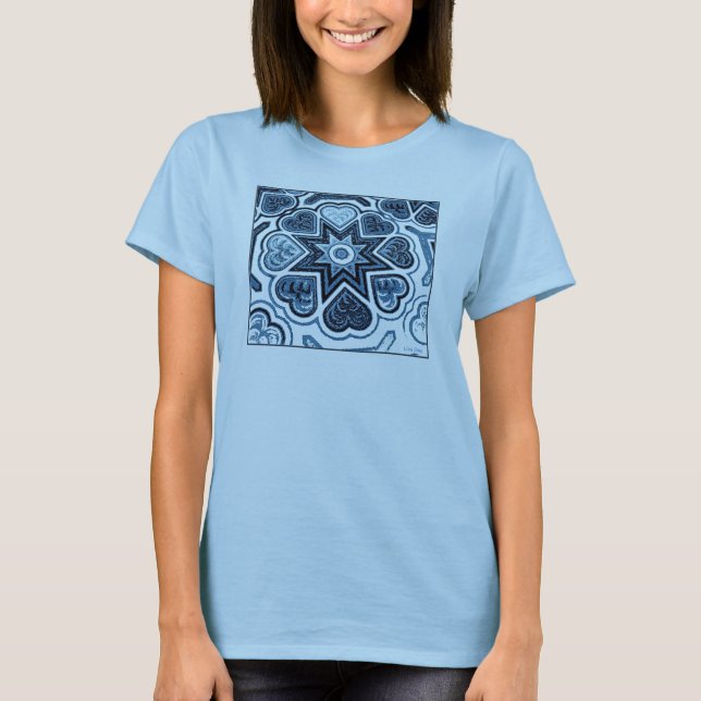 Camiseta de Blue Folk Art Heart Ladies (Anverso)