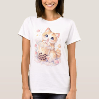 Camiseta de Boba de Gato Adorable, Camiseta de Gat