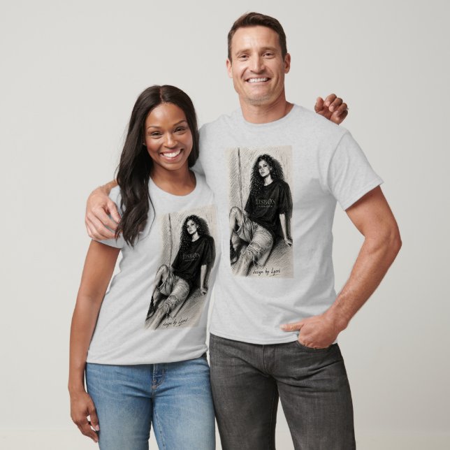 Camiseta de boceto de moda en blanco y negro (Unisexo)