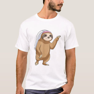Camiseta de boda de novia perezosa con velo