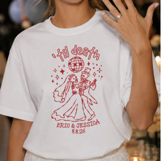 Camiseta de boda de pareja de esqueletos personali