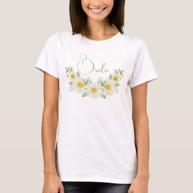Camiseta de boda floral Bride Daisies (Anverso)