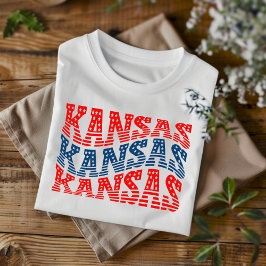 Camiseta de Boho azul y rojo de Kansas patrióticas