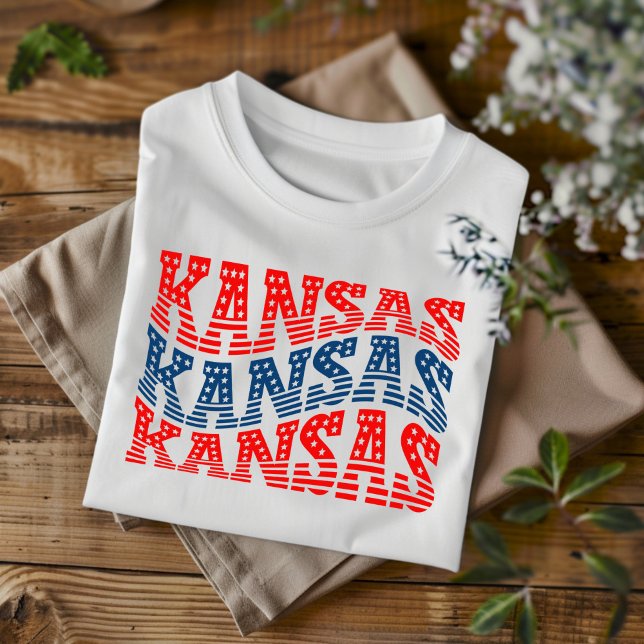 Camiseta de Boho azul y rojo de Kansas patrióticas (Subido por el creador)