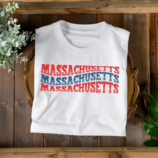 Camiseta de Boho Rojo y Azul Patriótico Massachuse (Subido por el creador)