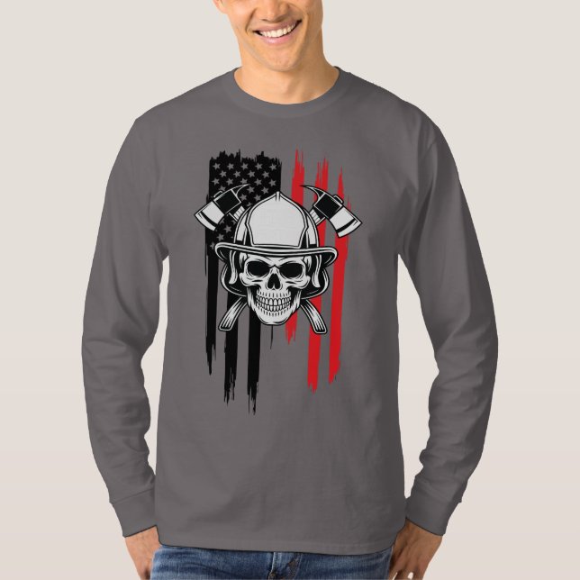 Camiseta de bombero con calavera para hombre (Anverso)