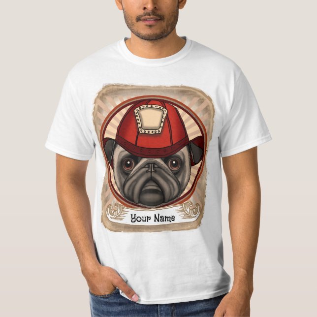 Camiseta de Bombero Pug (Anverso)