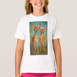Camiseta de bosque de dibujos animados de ciervos 