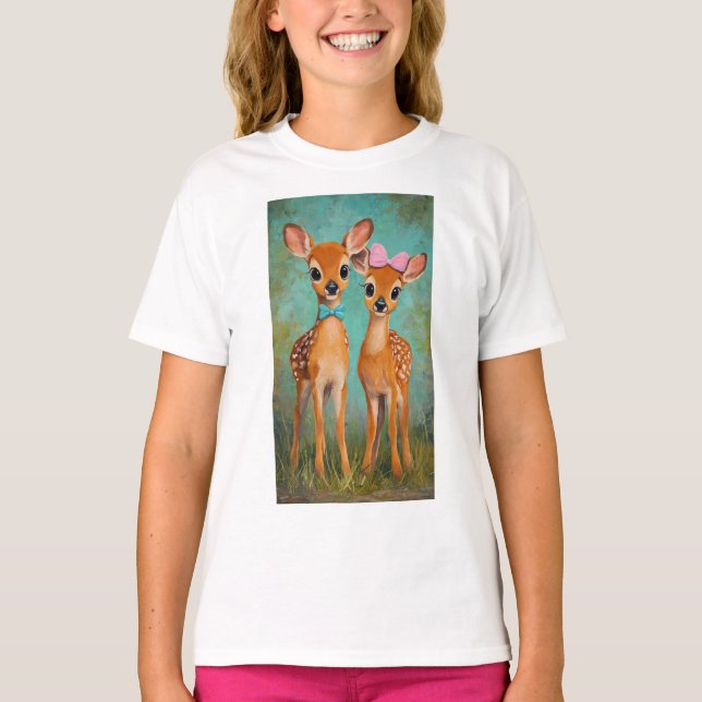 Camiseta de bosque de dibujos animados de ciervos  (Anverso)