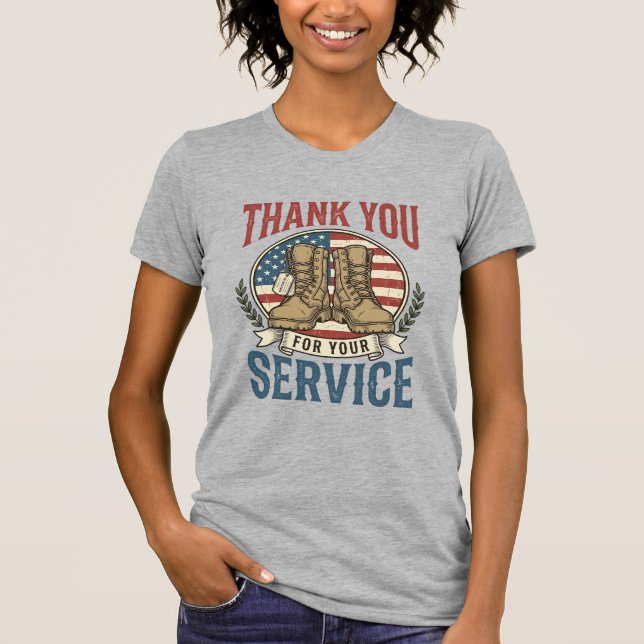 Camiseta de Botas Militares de Servicio Gracias (Anverso)