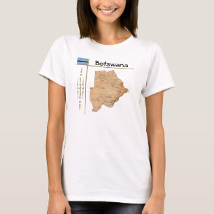 Camiseta de Botswana Mapa + Bandera + Título