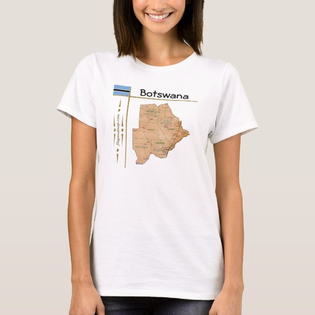 Camiseta de Botswana Mapa + Bandera + Título (Anverso)
