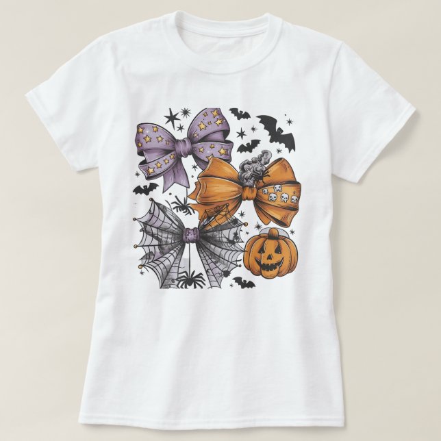 Camiseta De Bow Cute Halloween - Morple Starry Bow (Diseño del anverso)