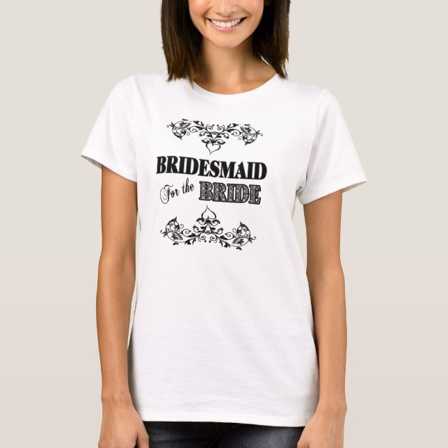 CAMISETA DE BRIDESMAID T - FLORAL NEGRO Y BLANCO (Anverso)