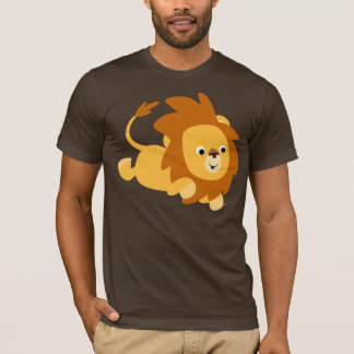 Camiseta de brinco del león del dibujo animado