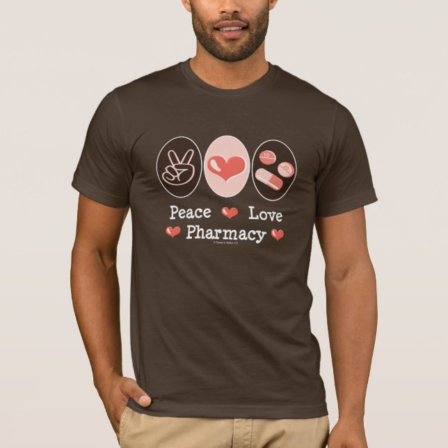 Camiseta de Brown de la farmacia del amor de la (Anverso)
