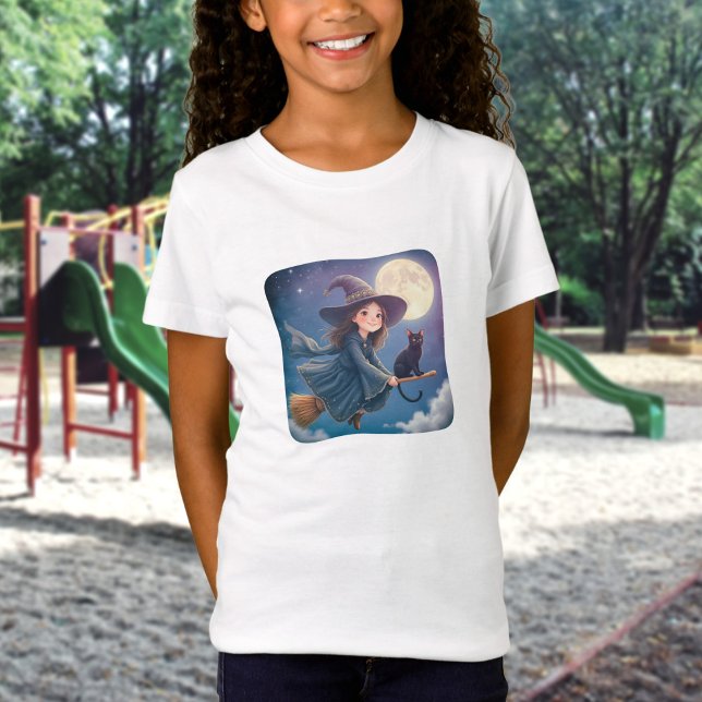 Camiseta de Bruja Adorable con Gato (Subido por el creador)
