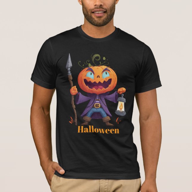 Camiseta de Bruja de Calabaza con Relámpagos (Anverso)