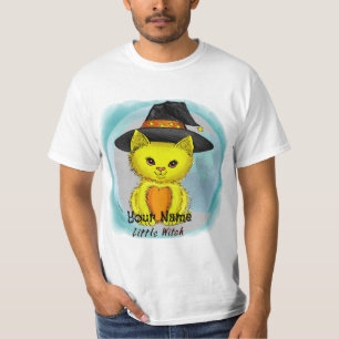 Camiseta de bruja de gato amarillo
