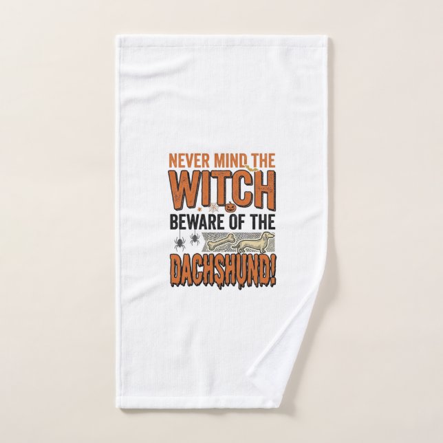 Camiseta de Bruja de Halloween de Dachshund_1 (Toalla de mano)