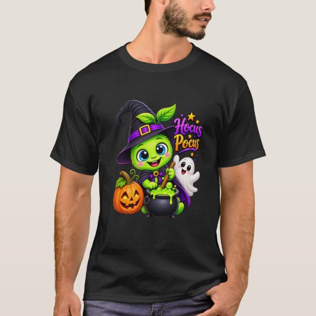 Camiseta de bruja de Halloween Hocus Pocus linda (Anverso)