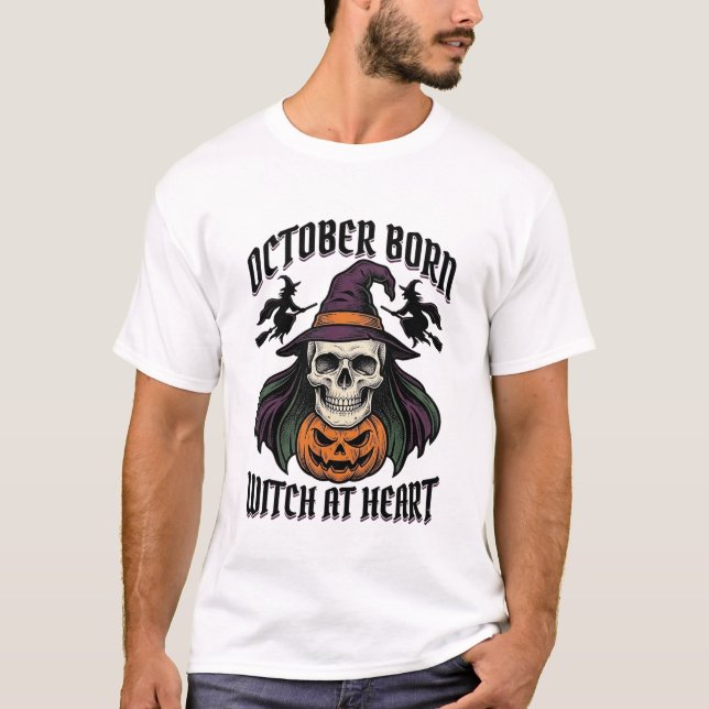 Camiseta de Bruja de Octubre Cumpleaños de Hallowe (Anverso)