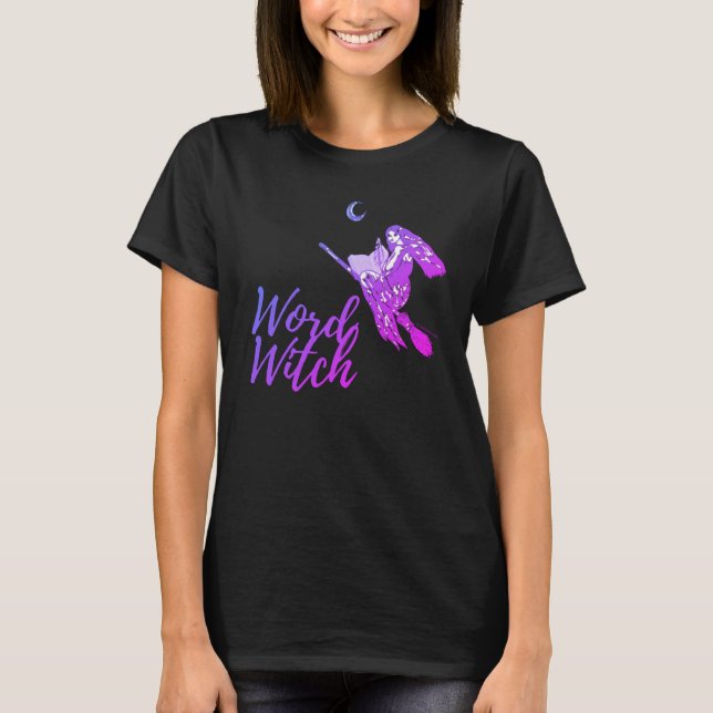 Camiseta de bruja de Word - Diseño 3 (Púrpura de R (Anverso)