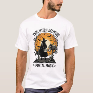 Camiseta de Bruja Postal Vintage Halloween Cartero