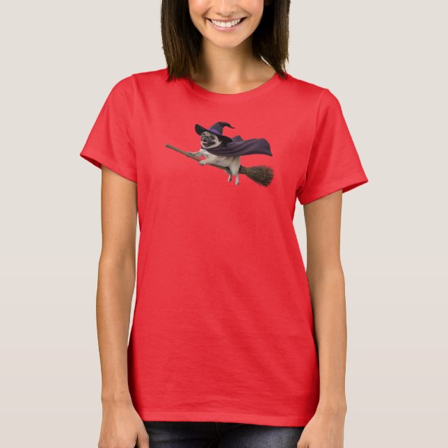 Camiseta de bruja pug linda (Anverso)