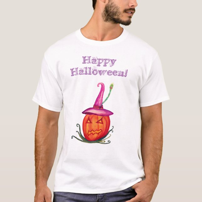 Camiseta de Brujas de Calabaza Feliz Halloween (Anverso)