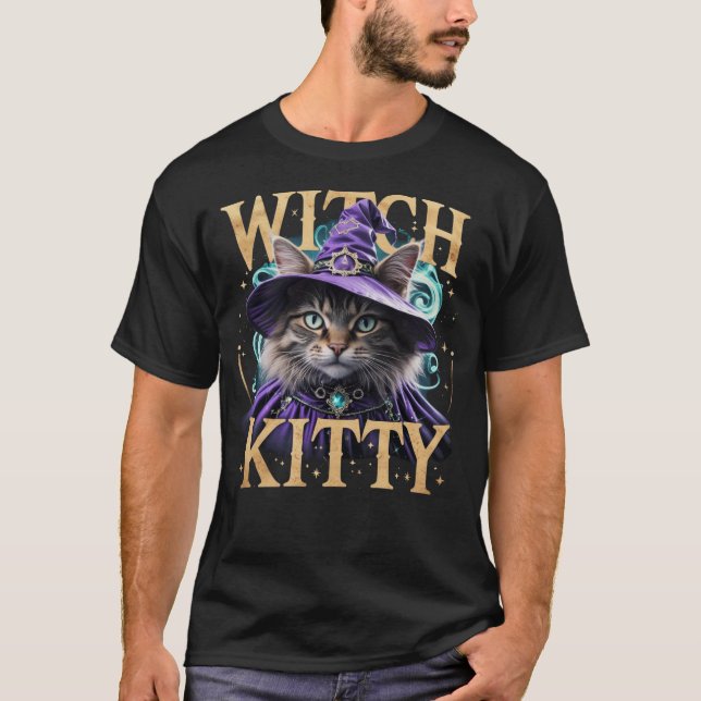 Camiseta De Brujas Kitty: Tee De Gato De Halloween (Anverso)