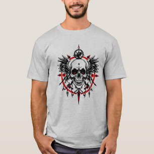 Camiseta de brújula de cráneo – Alas góticas y ojo