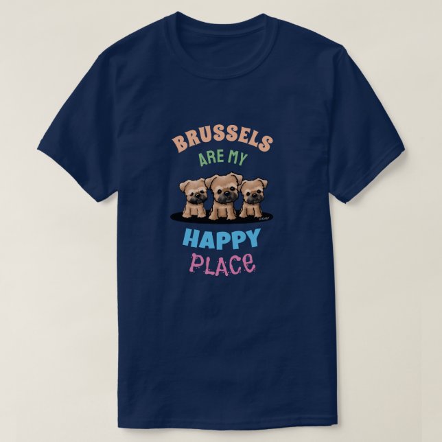 Camiseta de Bruselas Griffon HAPPY (Diseño del anverso)