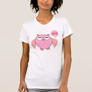 Camiseta de búho adorable rosa te amo
