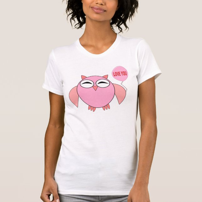 Camiseta de búho adorable rosa te amo (Anverso)